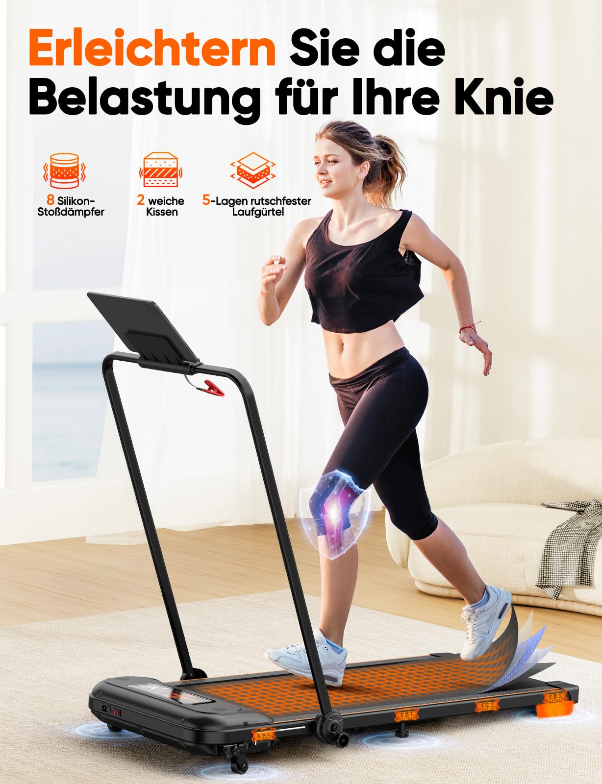 Laufband mit Neigung | 12km/h Klappbar | 2.5HP | Doppeldämpfung | Kein Aufbau
