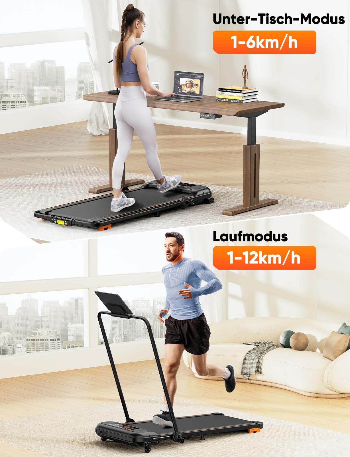 Laufband mit Neigung | 12km/h Klappbar | 2.5HP | Doppeldämpfung | Kein Aufbau