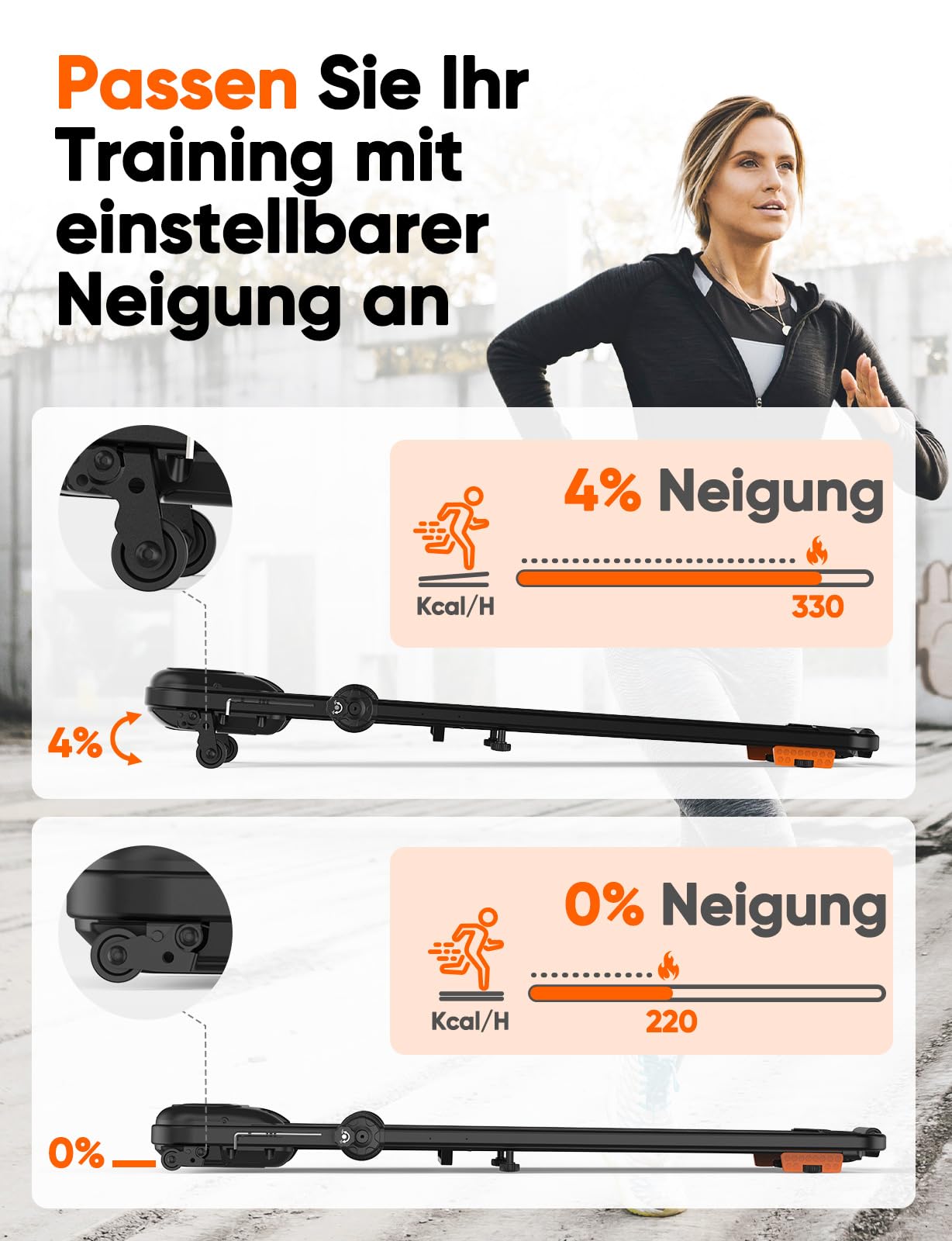 Laufband mit Neigung | 12km/h Klappbar | 2.5HP | Doppeldämpfung | Kein Aufbau