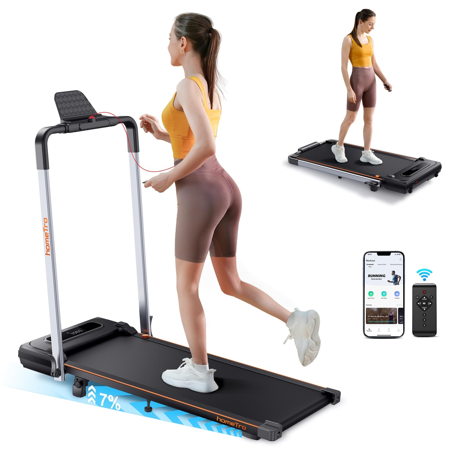Klappbares Laufband 2in1 | 12km/h + Neigung | LCD | App | Kein Aufbau